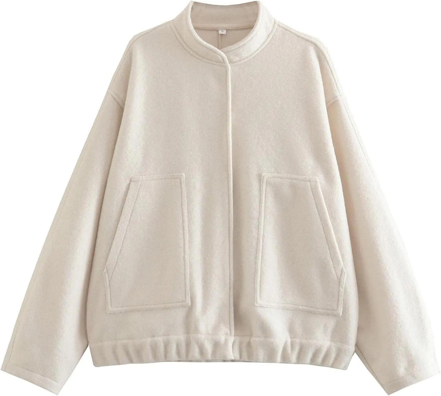 Women's Oversized Wool Blend Jackets Casual Button Down Varsity Jacket with Pockets 2024