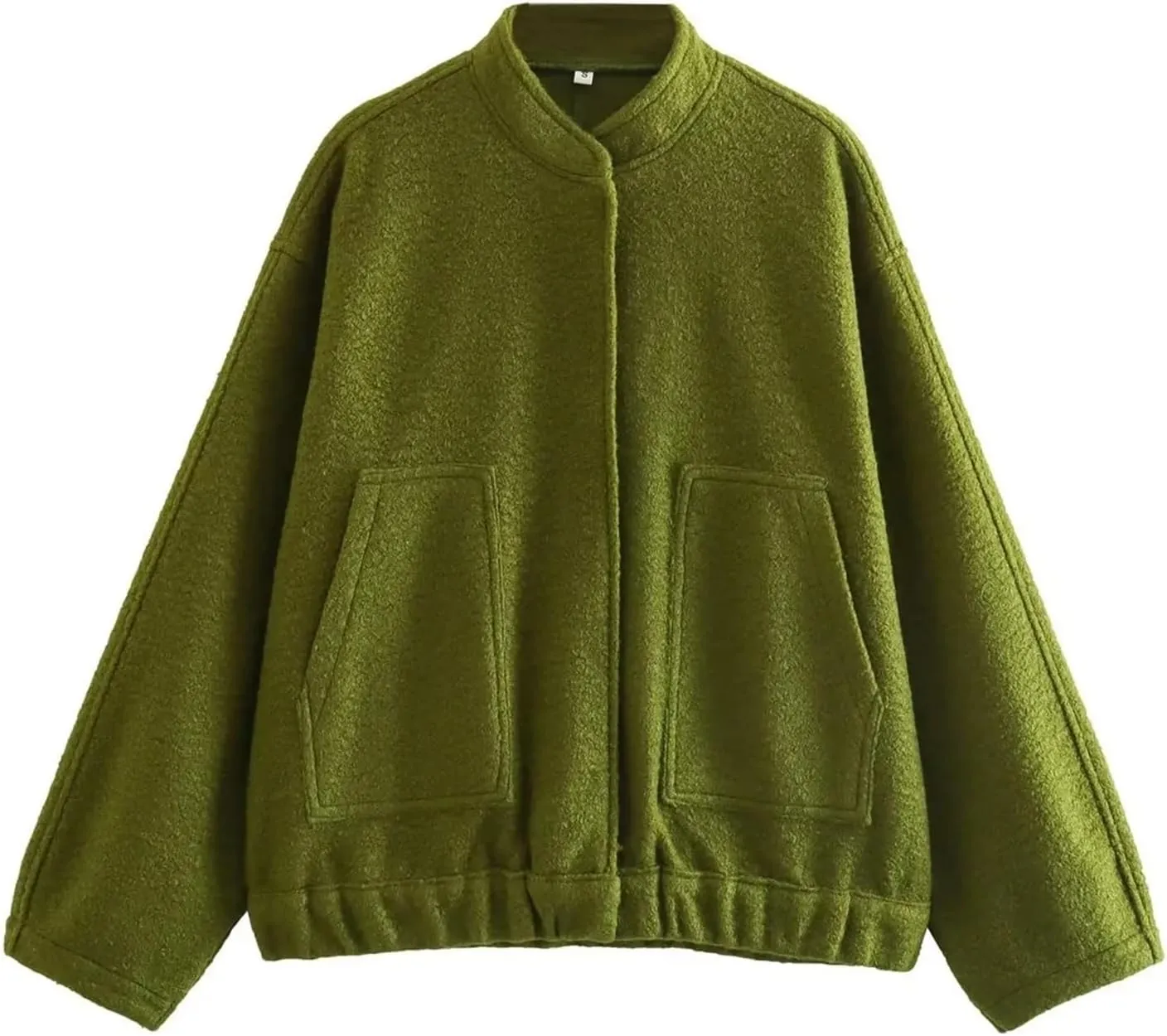 Women's Oversized Wool Blend Jackets Casual Button Down Varsity Jacket with Pockets 2024