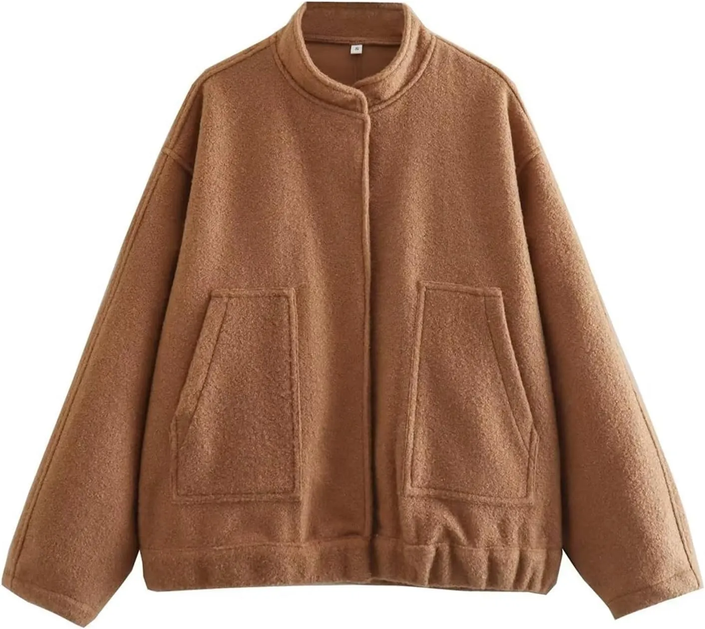 Women's Oversized Wool Blend Jackets Casual Button Down Varsity Jacket with Pockets 2024