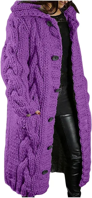 Womens Plus Size Cable Knit Sweaters Cardigans Fall Open Front Cardigan Sweaters Outerwear Chunky Cardigan Long Coat