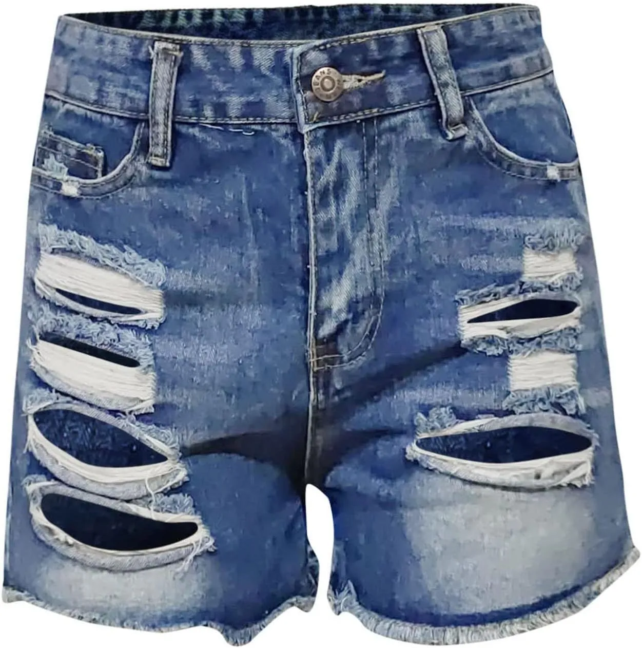 Women's Ripped Denim Shorts Summer Casual Trendy High Waisted Frayed Distressed Hot Short Jeans with Pockets