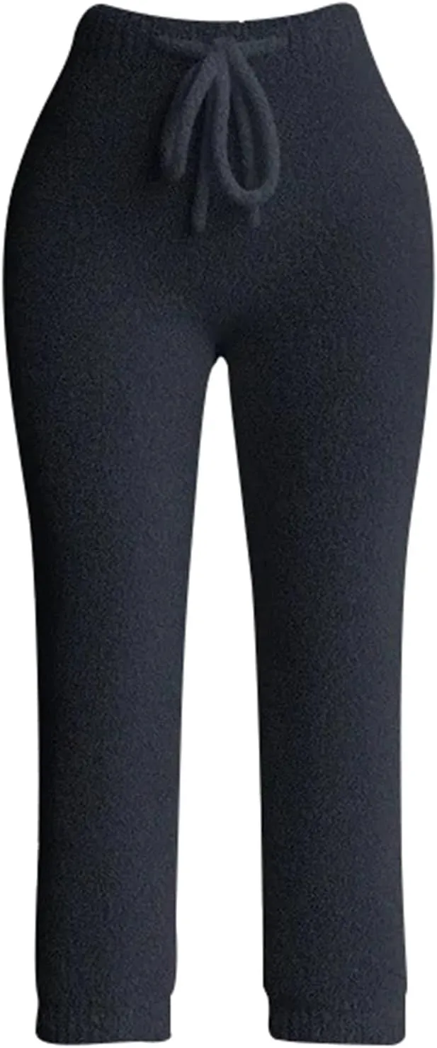 Womens Sherpa Fleece Pajama Bottom Fuzzy Warm Sherpa Fleece Pajama Pants Casual Elastic Waist Comfy Lounge Pants