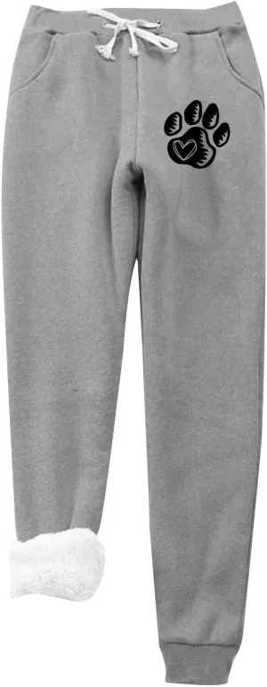 Women's Sherpa Lined Sweatpants with Pockets Winter Warm Athletic Fit Fleece Lined Pants Workout Joggers Lounge Pants