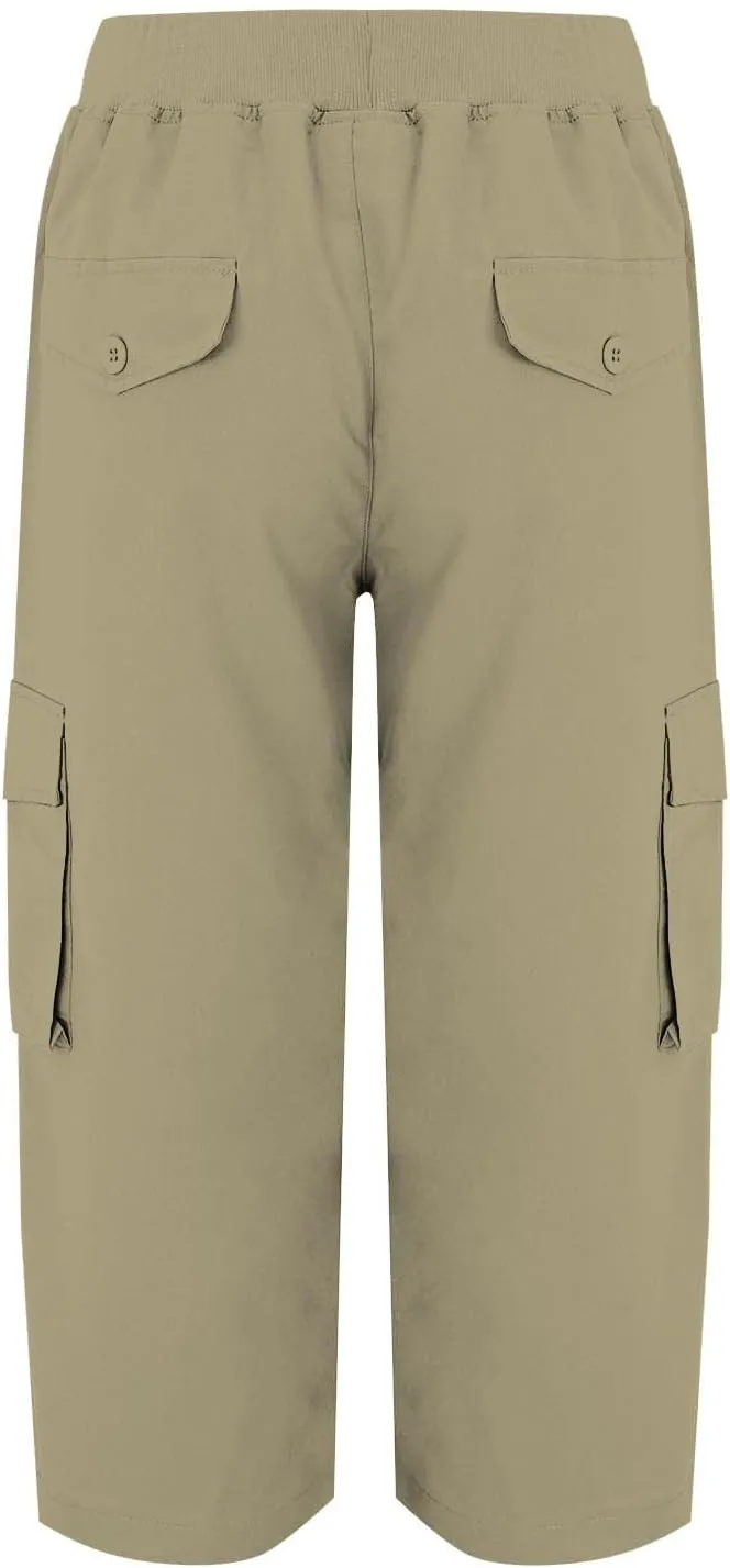 Womens Short Cargo Pants 2025 Summer Trendy Casual Drawstring Capri Pants Cropped Pants with Pocket