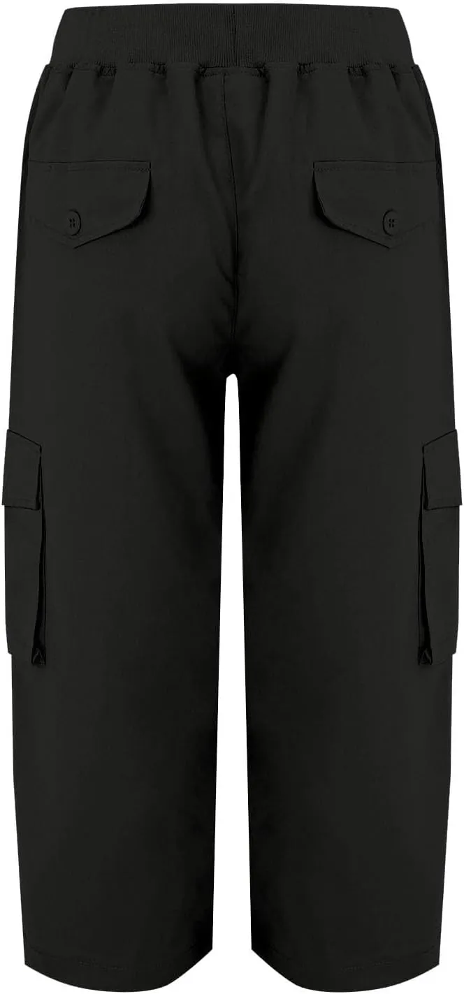 Womens Short Cargo Pants 2025 Summer Trendy Casual Drawstring Capri Pants Cropped Pants with Pocket