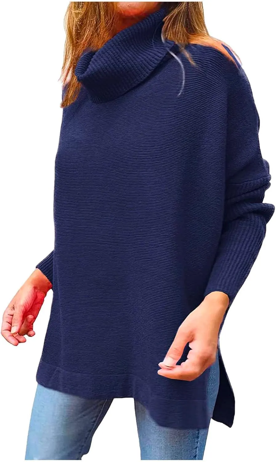 Womens Sleeve Loose Shoulder The Casual Off Pullover Long Knitted Sweater Women's Blouse Pullover Sweater Jacket