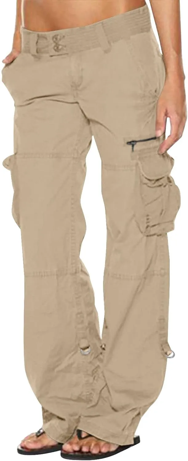 Women's Stretchy Tactical Cargo Pants High Waisted Casual Joggers Plus Size Skinny Trousers Cargo Pants with 6 Pockets