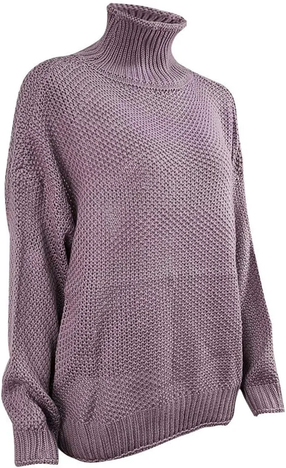 Women's Sweater Oversize Casual Solid Turtleneck Chunky Knit Long Sleeve Tops Trendy Pullover Jumper Thermal Shirts