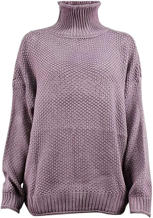 Women's Sweater Oversize Casual Solid Turtleneck Chunky Knit Long Sleeve Tops Trendy Pullover Jumper Thermal Shirts
