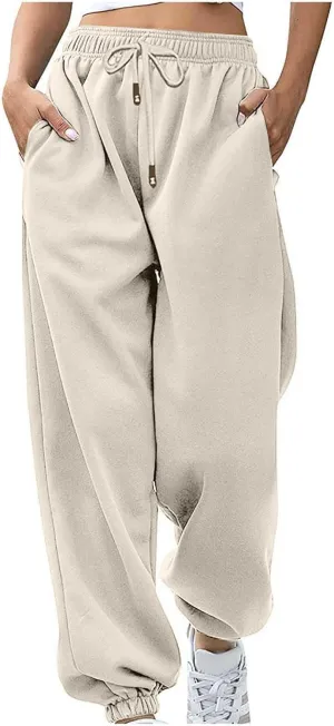Womens Sweatpants 2024 High Waisted Baggy Sweatpants Joggers Sport Active Workout Jogger Pants with Pocket Trousers