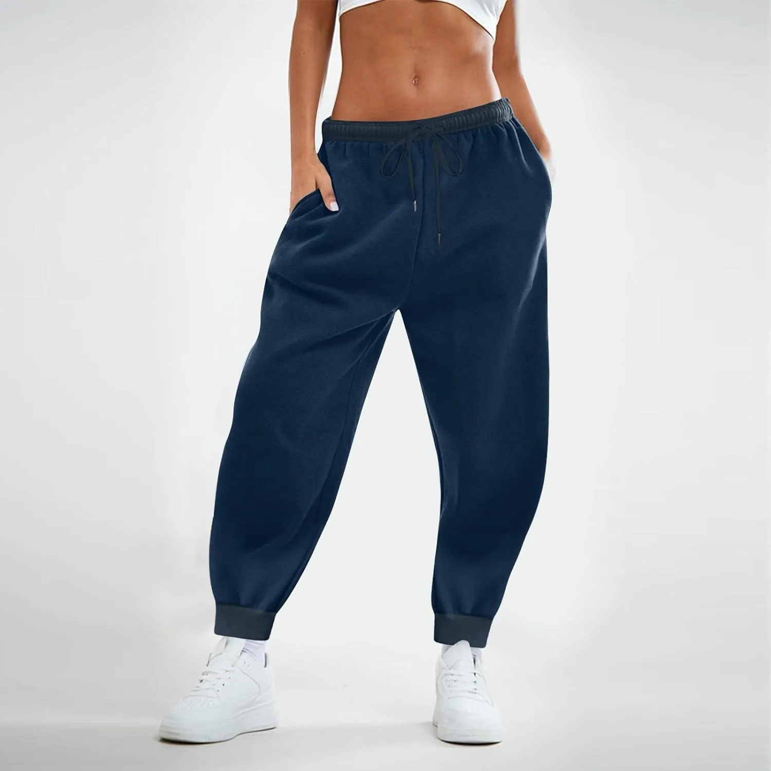 Womens Sweatpants Baggy Drawstring Plus Size Joggers Cinch Bottom Fleece Sweatpants Casual Athletic Joggers with Pockets