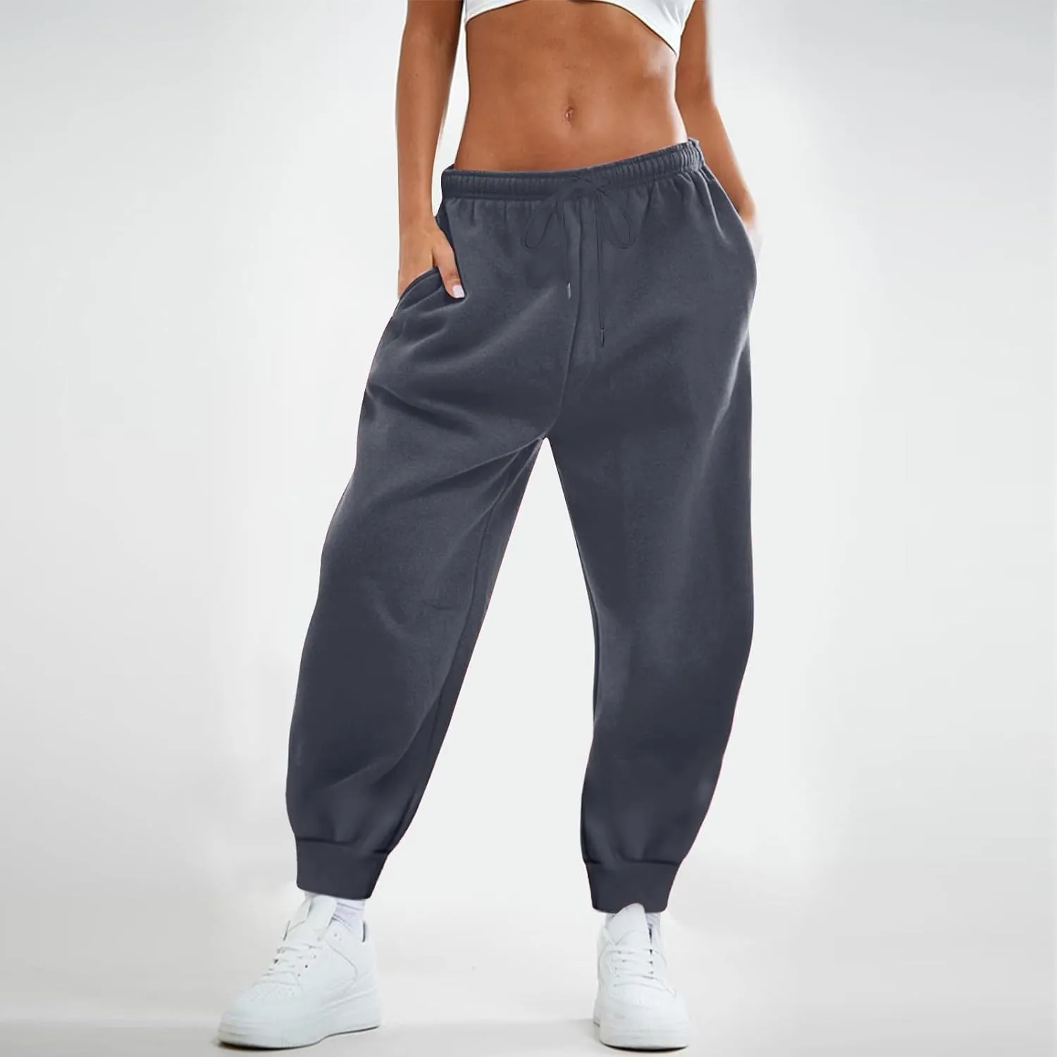Womens Sweatpants Baggy Drawstring Plus Size Joggers Cinch Bottom Fleece Sweatpants Casual Athletic Joggers with Pockets