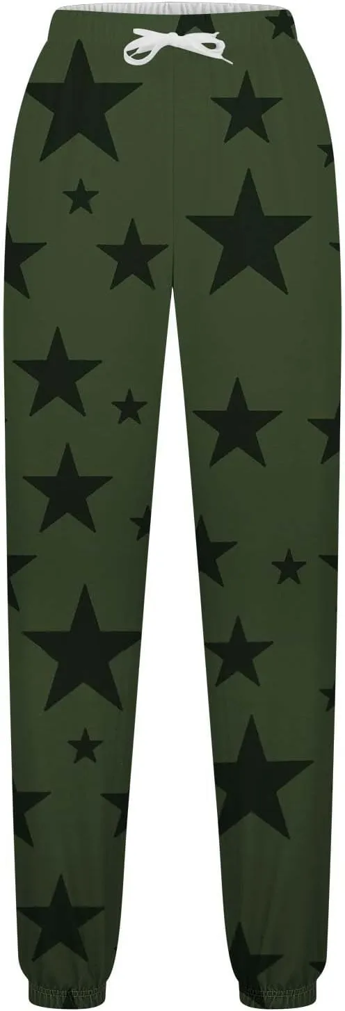 Womens Sweatpants Bound Feet Athletic Drawstring Printed Baggy Joggers with Pockets Comfy Soft Fashion Lounge Pants