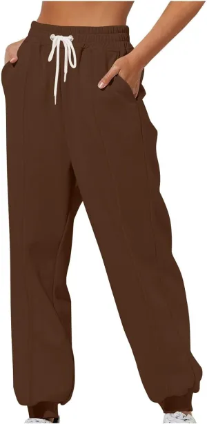 Women's Sweatpants Fleece Lined Joggers Casual Track Pants Winter Warm Thermal Pants Loungwear with Pockets
