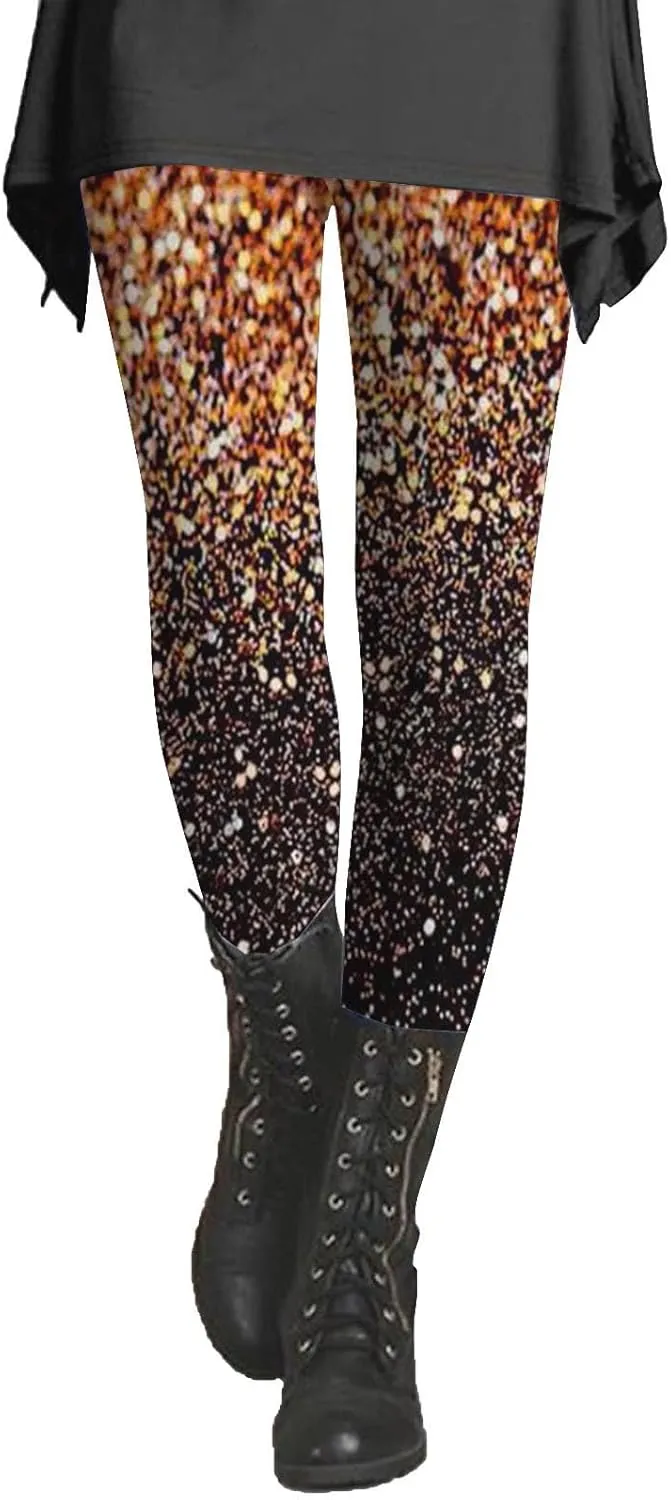 Womens Tummy Control Leggings Fashion Floral Printed Slim Gym Yoga Travel Pants Stretchy High Waisted Casual Trousers