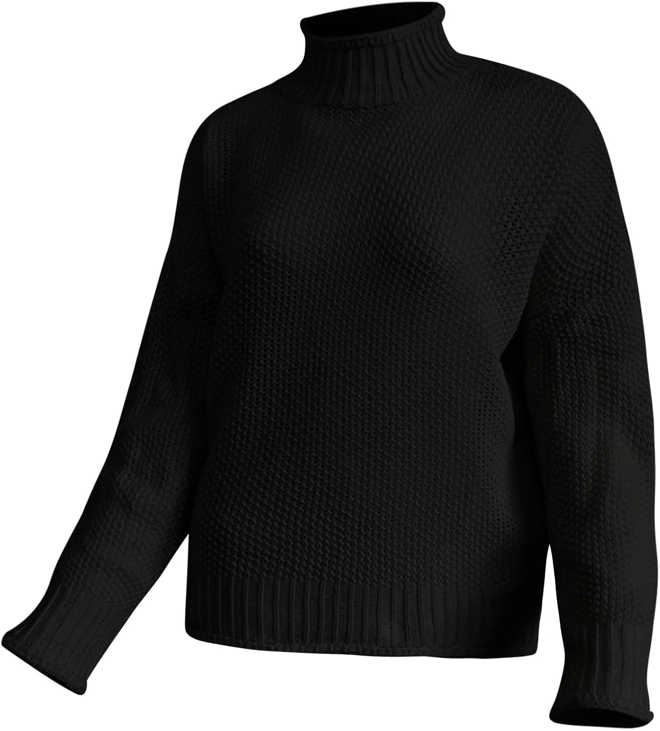 Womens Turtleneck Oversized Long Sleeve Fall Sweater 2023 Plus Size Tunic Pullover Mock Neck Sweaters Ribbed Knit Tops