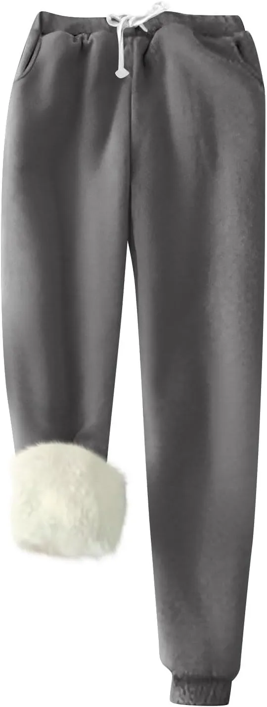 Women's Warm Sherpa Lined Athletic Sweatpants Jogger Fleece Pants