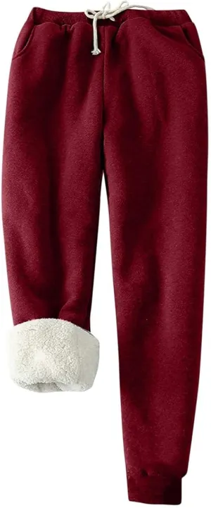 Women's Warm Sherpa Lined Athletic Sweatpants Jogger Fleece Pants