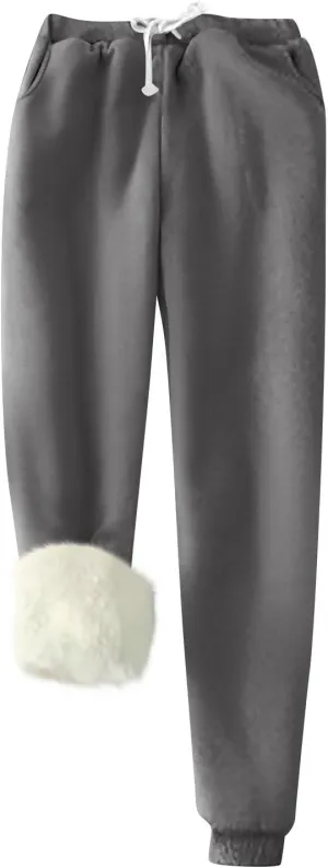 Women's Warm Sherpa Lined Athletic Sweatpants Jogger Fleece Pants