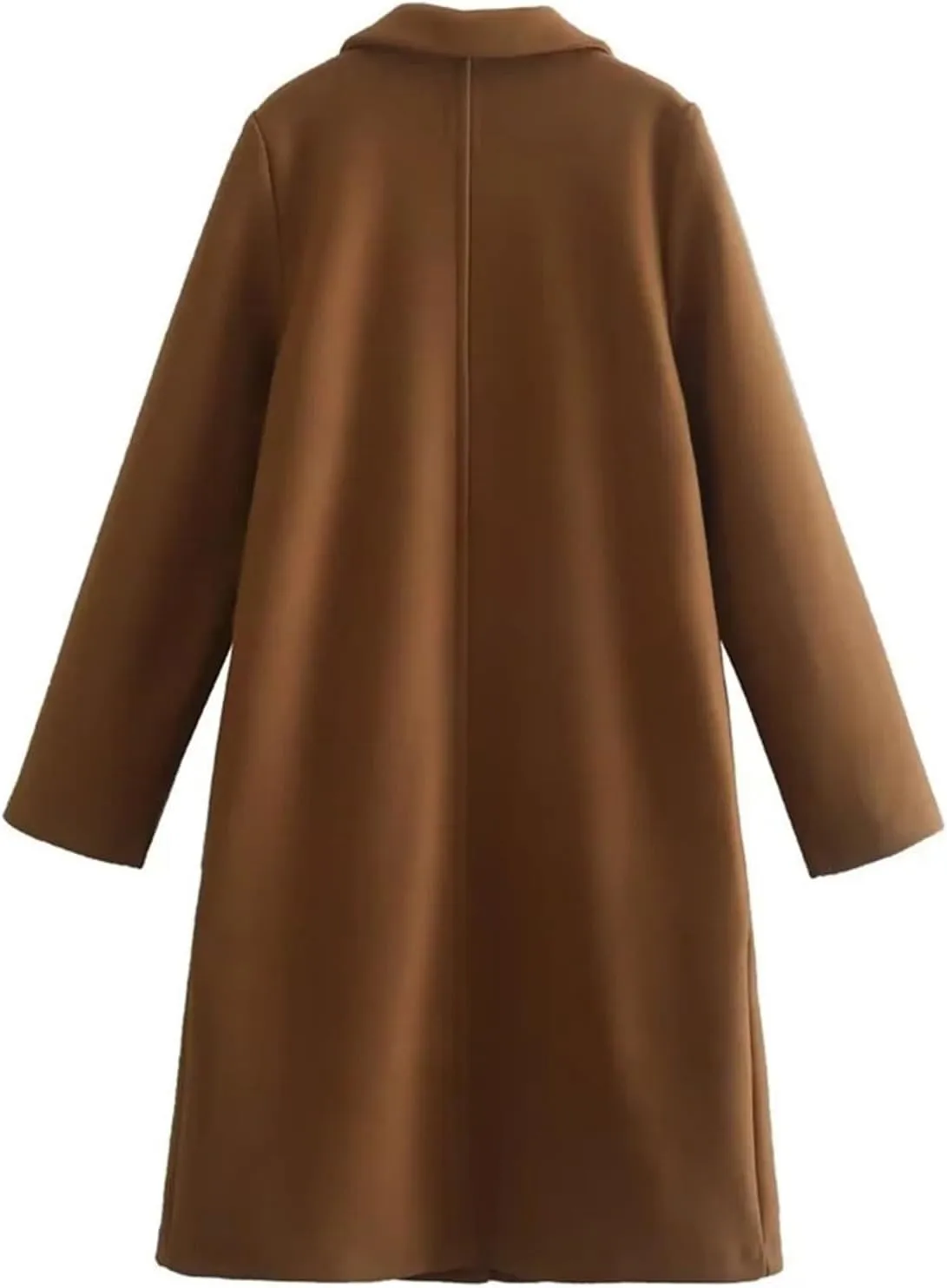 Women's Winter Wool Blend Coat Notch Lapel Open Front Cardigan Peacoat Casual Loose Warm Overcoat Mid-Long Outerwear