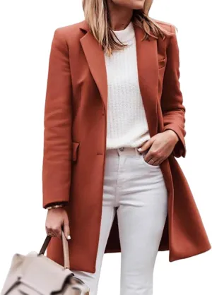 Womens Wool Blend Jacket Notched Shawl Collar Single Breasted Pea Coat Fashion Mid Long Overcoat