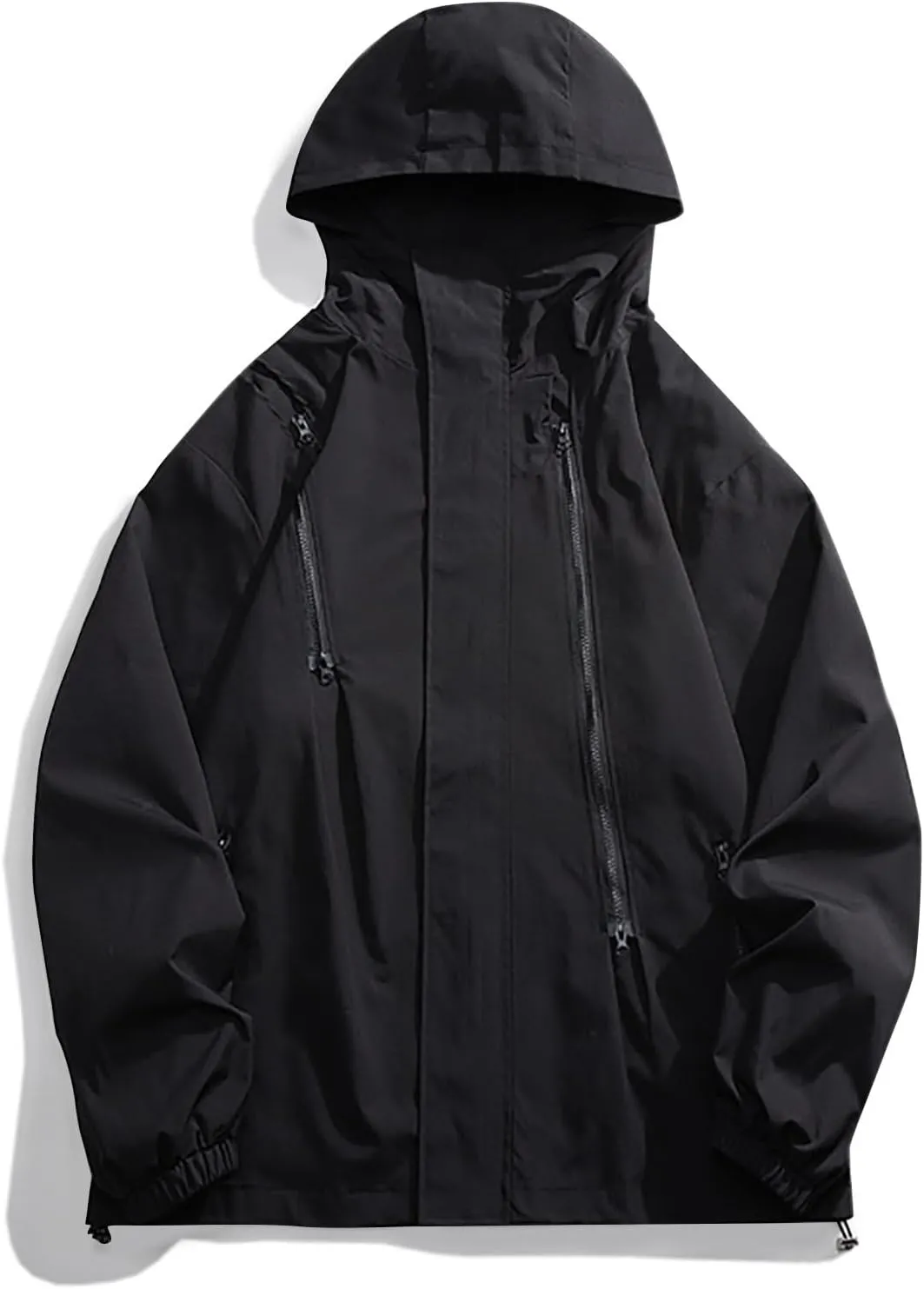Women'sCasual Loose Zipper Hooded Jackets Fashion 2024 Solid Long Sleeve Windproof Trendy Stand Collar Jacket Coats
