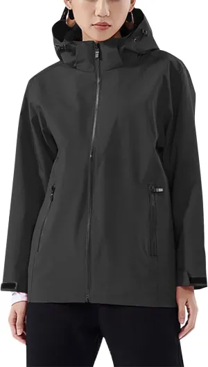 Women'sLoose Fit Hooded Windproof Fashion Winter Solid Long Sleeved Jacket Coats Classic Zipper With Pockets Jacket