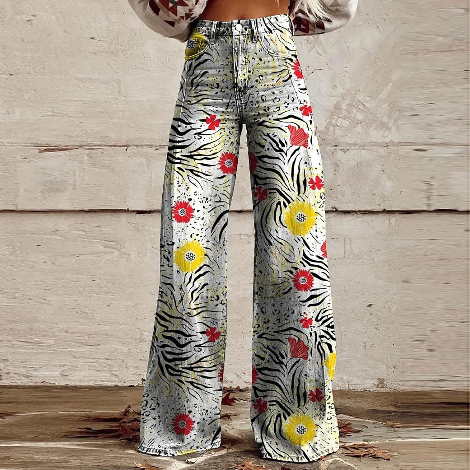 Workout Loose Pants with Pockets Printed Casual Pants Womens Wide Leg Yoga Pants Yoga Pants Joggers for Women with