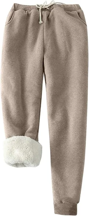 WYTong Womens Sweatpants Heart Printed Fleece Lined Sweatpants with Pocket Drawstring Winter Thermal Sherpa Lined Jogger