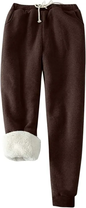 WYTong Womens Sweatpants Heart Printed Fleece Lined Sweatpants with Pocket Drawstring Winter Thermal Sherpa Lined Jogger