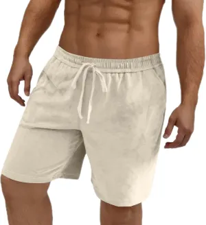 Xiaojmake Men's Cotton Shorts 7" Summer Casual Elastic Waist Drawstring Loose Beach Short Workout Lounge Jersey Sweat Shorts