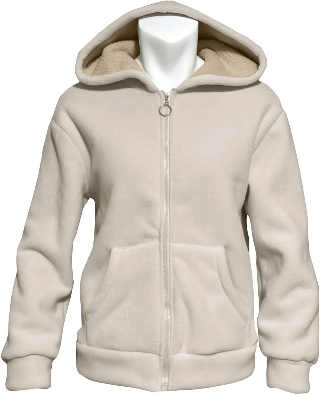 XOWRTE Women's Sherpa Lined Hooded Sweatshirt Zip Up Winter Warm Hoodie Comfy Hooded Fleece Hoodies Cropped Jacket for Winter