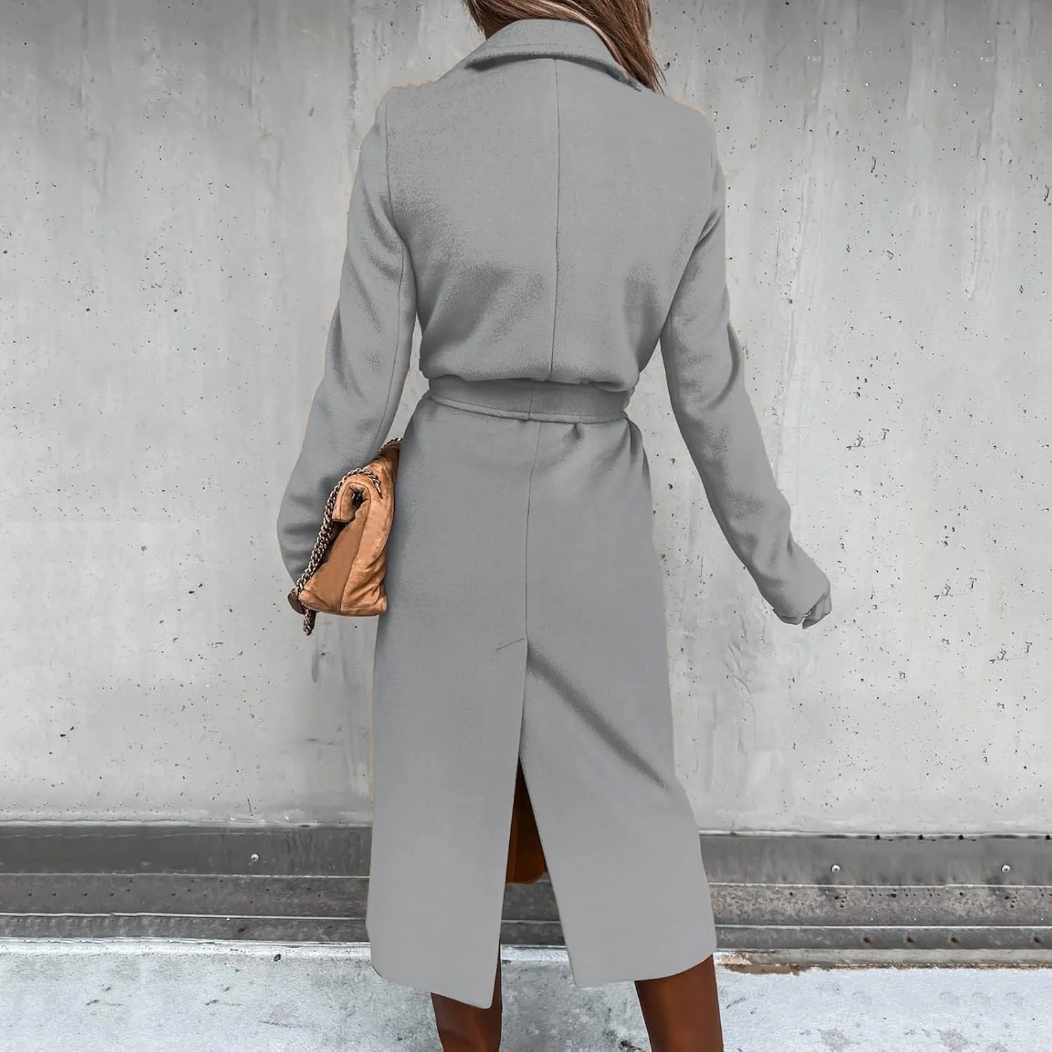 XUNRYAN Trench Coat Women Long Wool-Blend Jackets Slim Fit Winter Fall Casual Blazer Open Front Cardigan Coatigan Overcoat