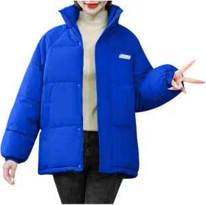 XUNRYAN Womens Winter Down Coat Warm Crop Puffer Jackets Quilted Lightweight Hooded Casual Outdoor Anoraks Parka Outerwear