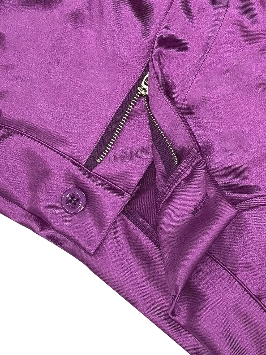 XZLUFNY Satin Cargo Pants for Women High Waist Multiple Pockets Wide Leg Trouser