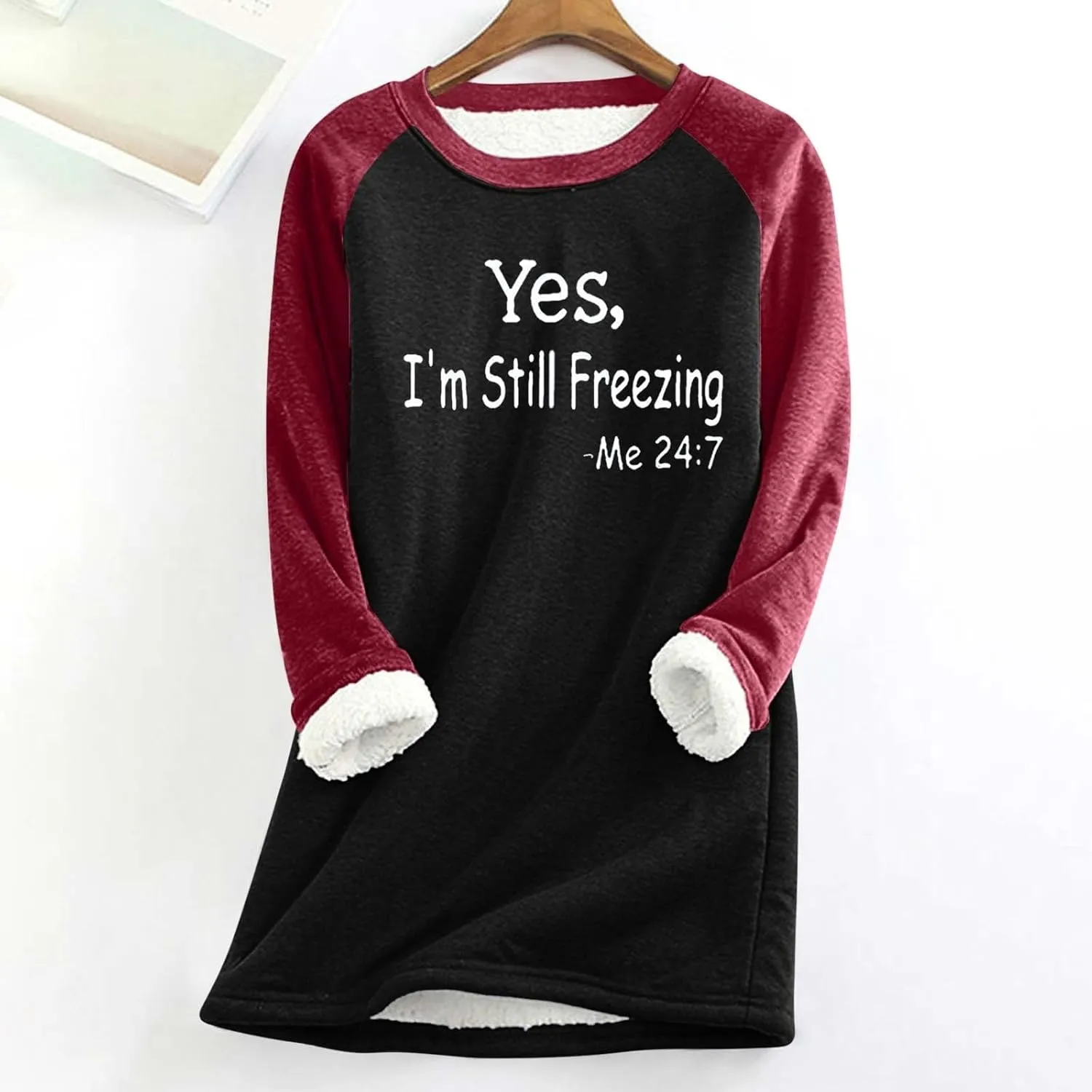 Yes,I'm Still -Me 24:7 Sherpa Lined Sweatshirt Women Fuzzy Fleece Thermal Jackets Casual Loose Tunic Tops