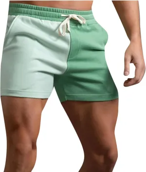 Zeiyignr Mens Colorblock Sweat Shorts 5" Workout Gym Shorts Jogger Athletic Running Shorts Summer Lounge Shorts with Pockets