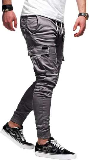 ZWRXW Sweatpants for Men Casual Joggers Chino Cargo Pants Drawstring Elastic Waist Hiking Outdoor Twill Track Trousers